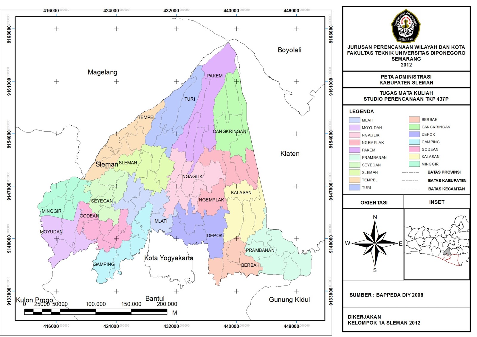 Peta Administrasi Kabupaten Sleman Wikipedia Imagesee